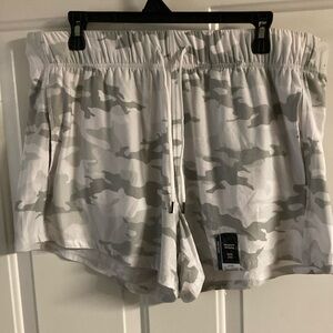 Athletic Works Gray and White Athletic Shorts with Elastic Waistband